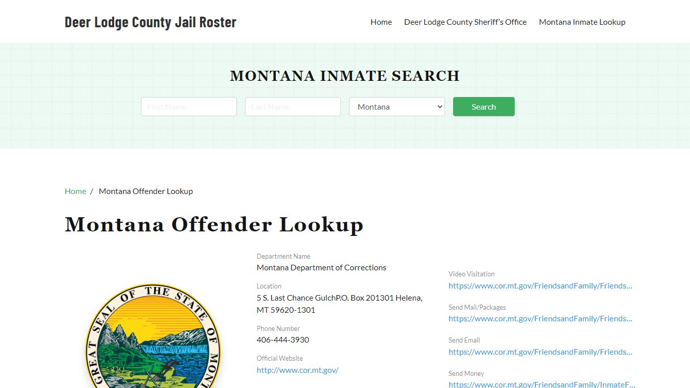 Montana Inmate Search, Jail Rosters - Deer Lodge County Jail