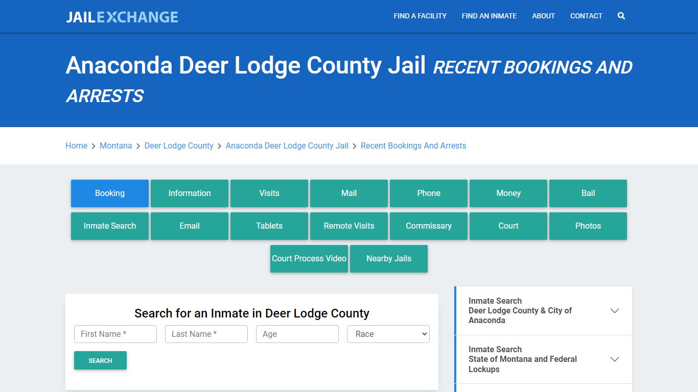 Anaconda Deer Lodge County Jail Recent Bookings And Arrests