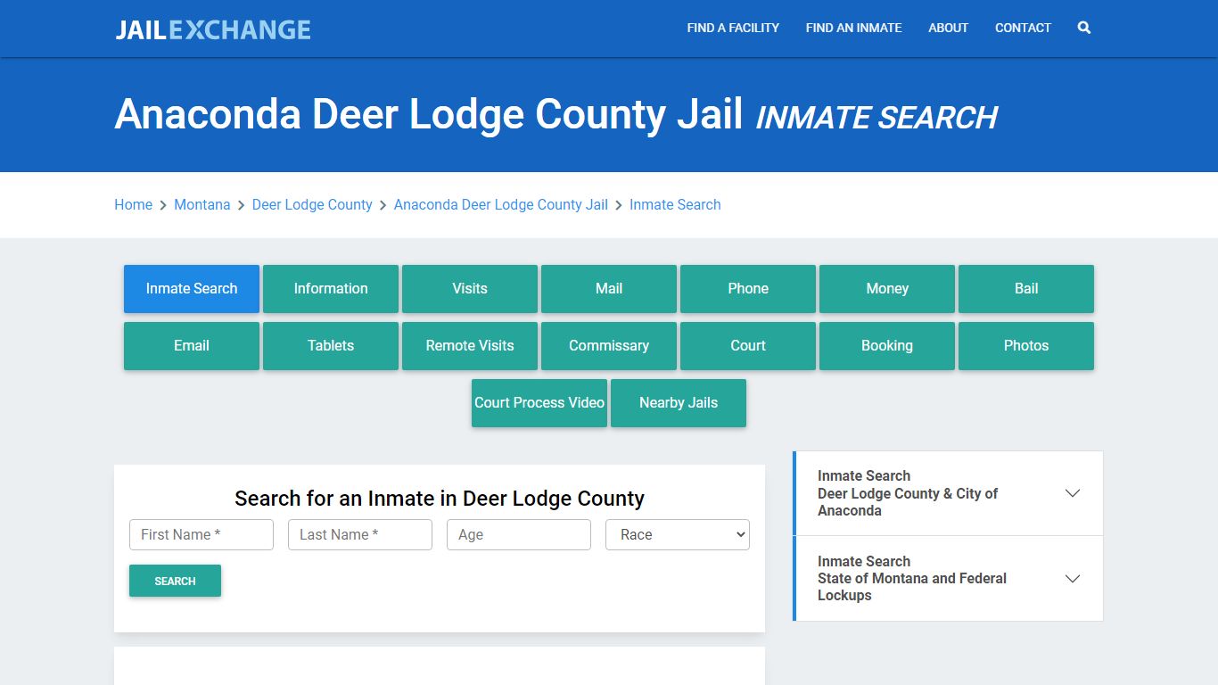 Anaconda Deer Lodge County Jail Inmate Search - Jail Exchange