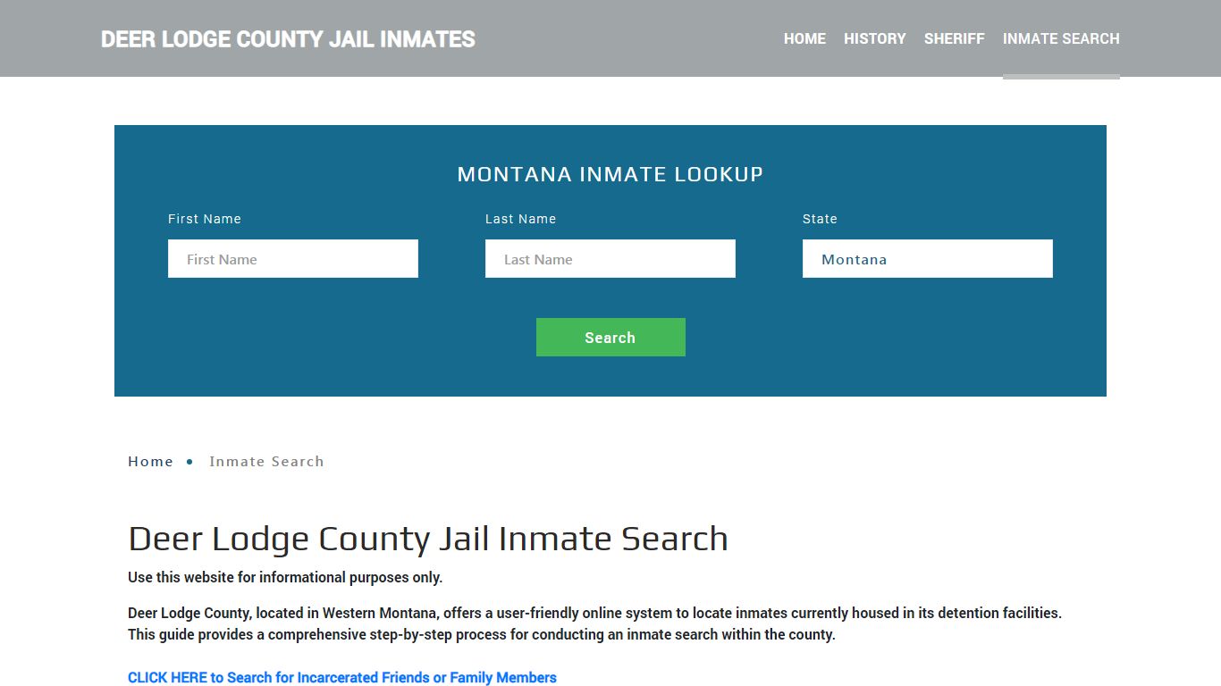 Deer Lodge County, MT Detainee Lookup