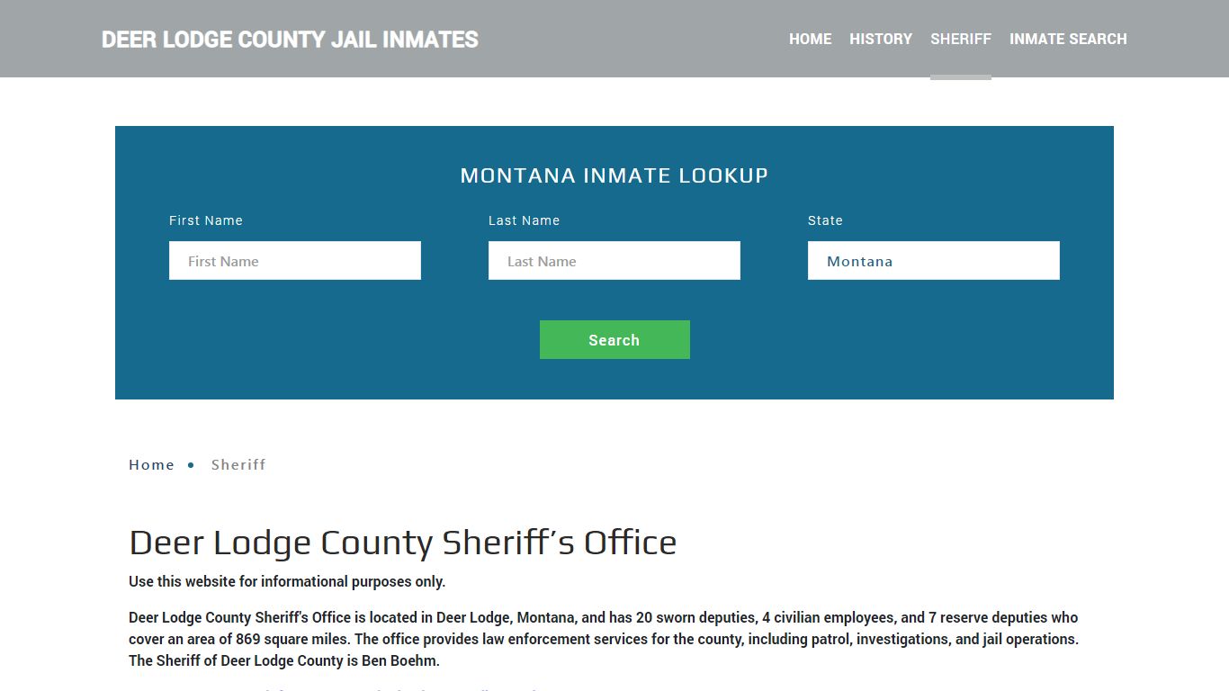 Deer Lodge County Sheriff, MT Arrest Warrant Lookup